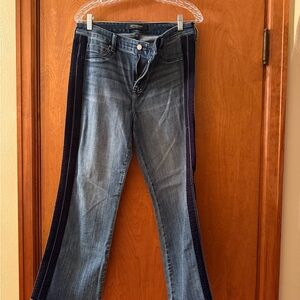 Liverpool Dark Wash Flare Jeans with Navy Side Stripe